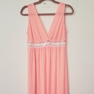 Vintage 60s Kayser Peach Coral Lace Nylon maxi